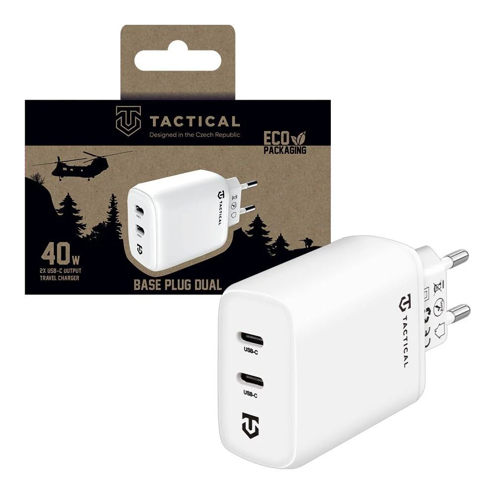 Sieťová nabíjačka 2x USB-C 40W Biela Rýchle a bezpečné nabíjanie