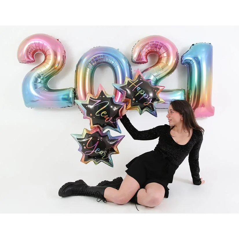 Grabo Fóliový balón hviezdy Happy New Year 130cm