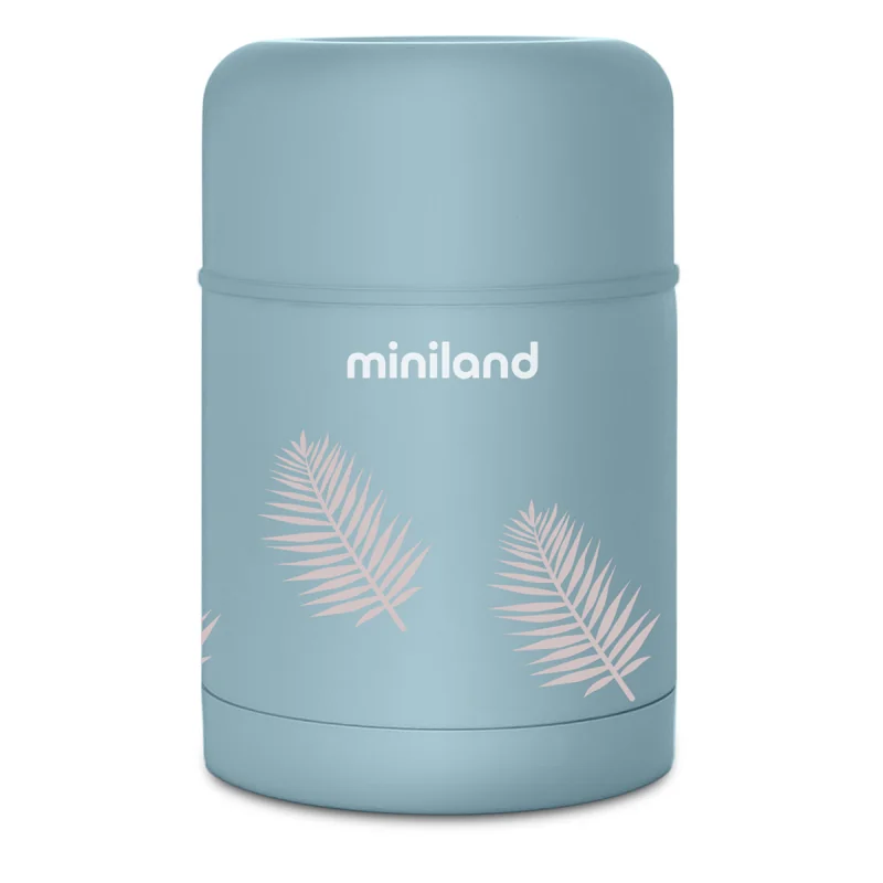 Miniland Terra termoska na jedlo 600 ml – modrá/palmy