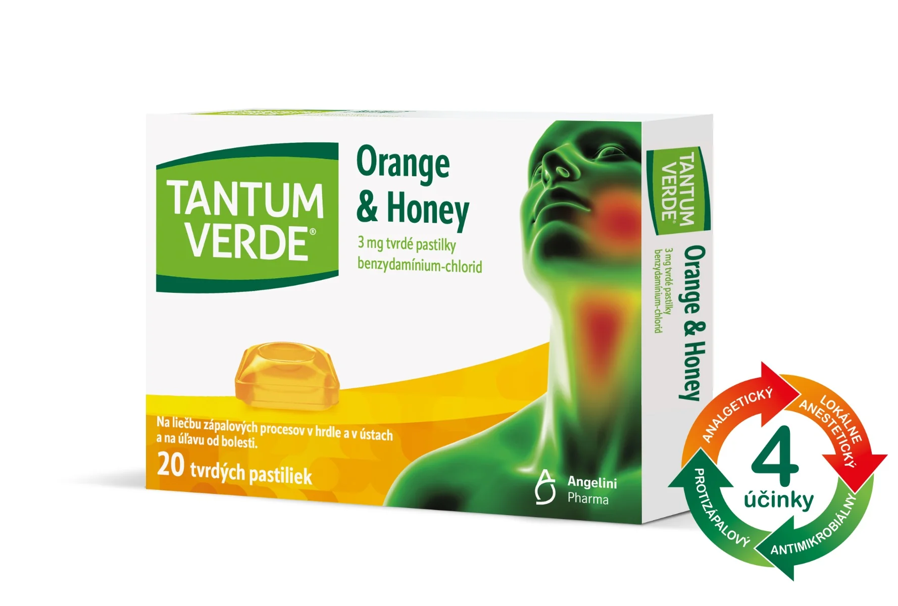 Tantum Orange Honey Lozenges 1×20 ks, liek