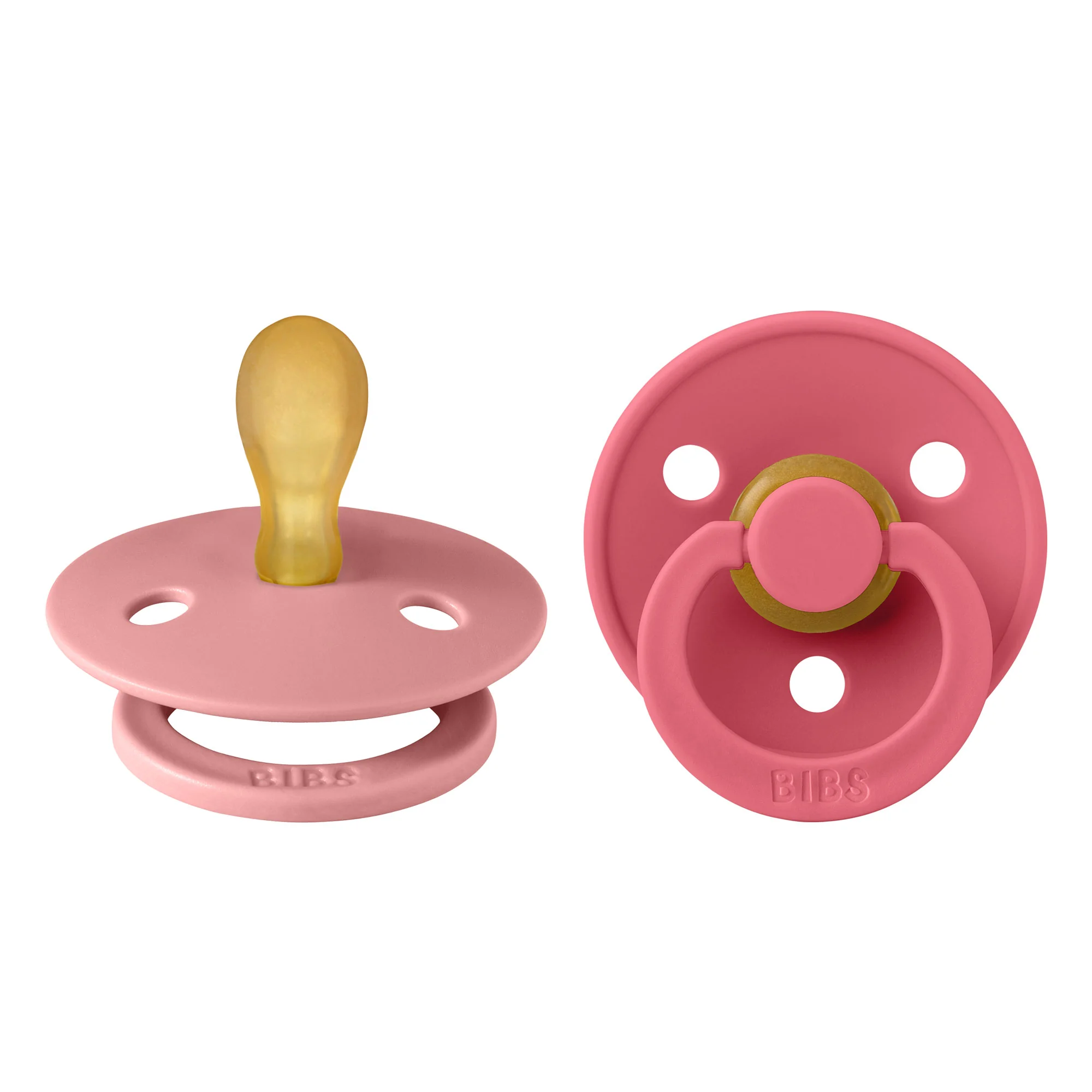 BIBS Colour symetrické cumlíky z prírodného kaučuku 2 ks veľkosť 1 - Dusty Pink / Coral