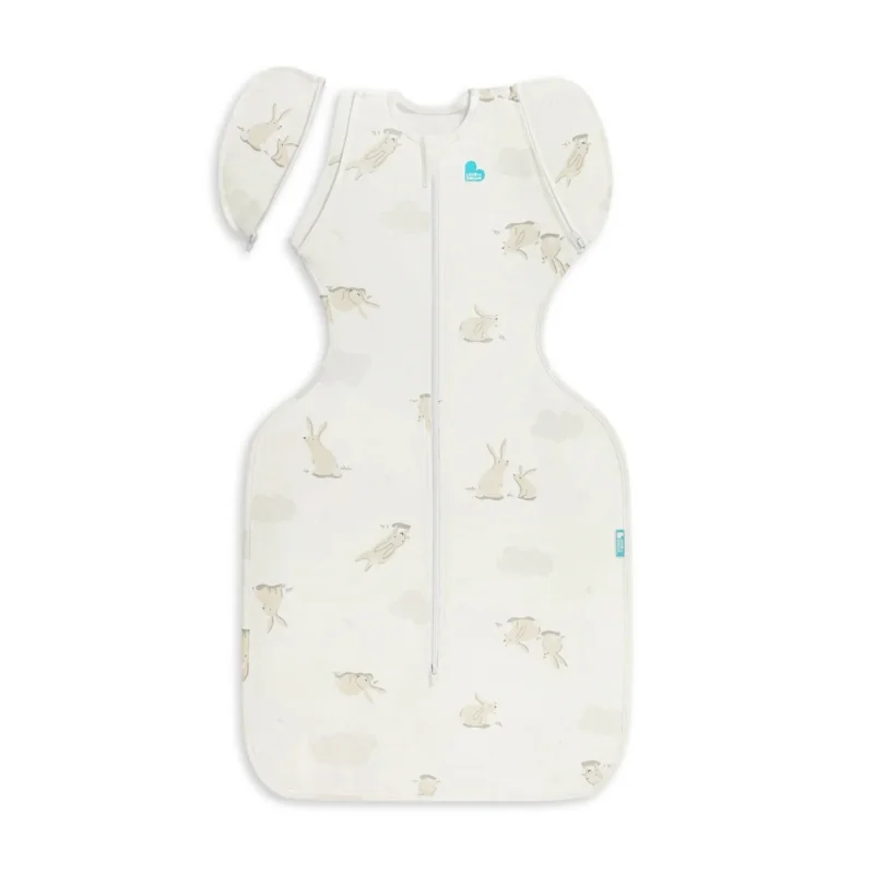 Love To Dream Prechodový vak Swaddle UP™ 50/50 veľkosť M, zajačiky, 2. fáza, 1.0 TOG, LTD-L2001319WHTM