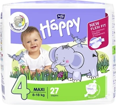 bella HAPPY 4 MAXI 1x27 ks, detské plienky (8-18 kg)