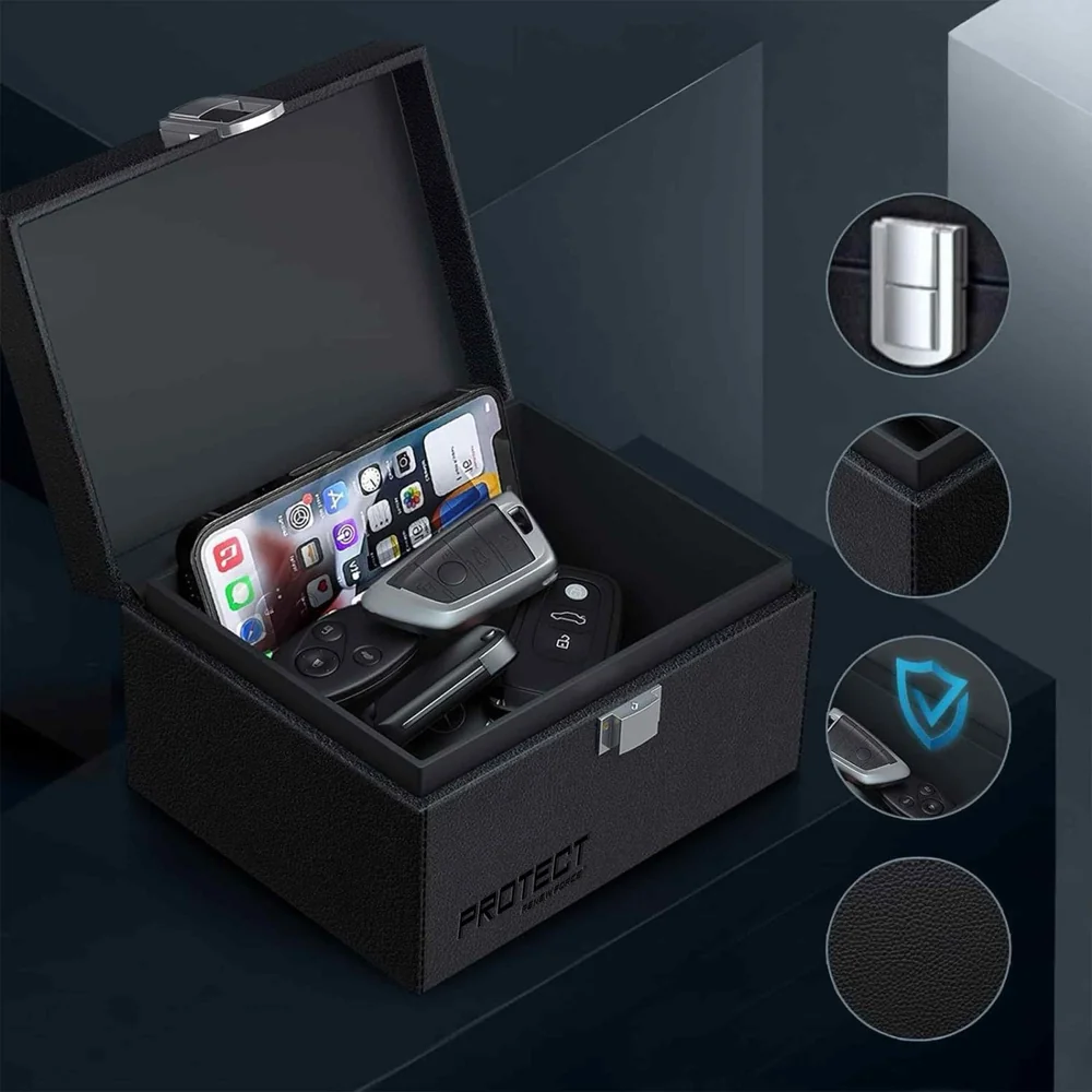 MG Protect RFID box na blokovanie signálu ovládačov auta + puzdro, čierny