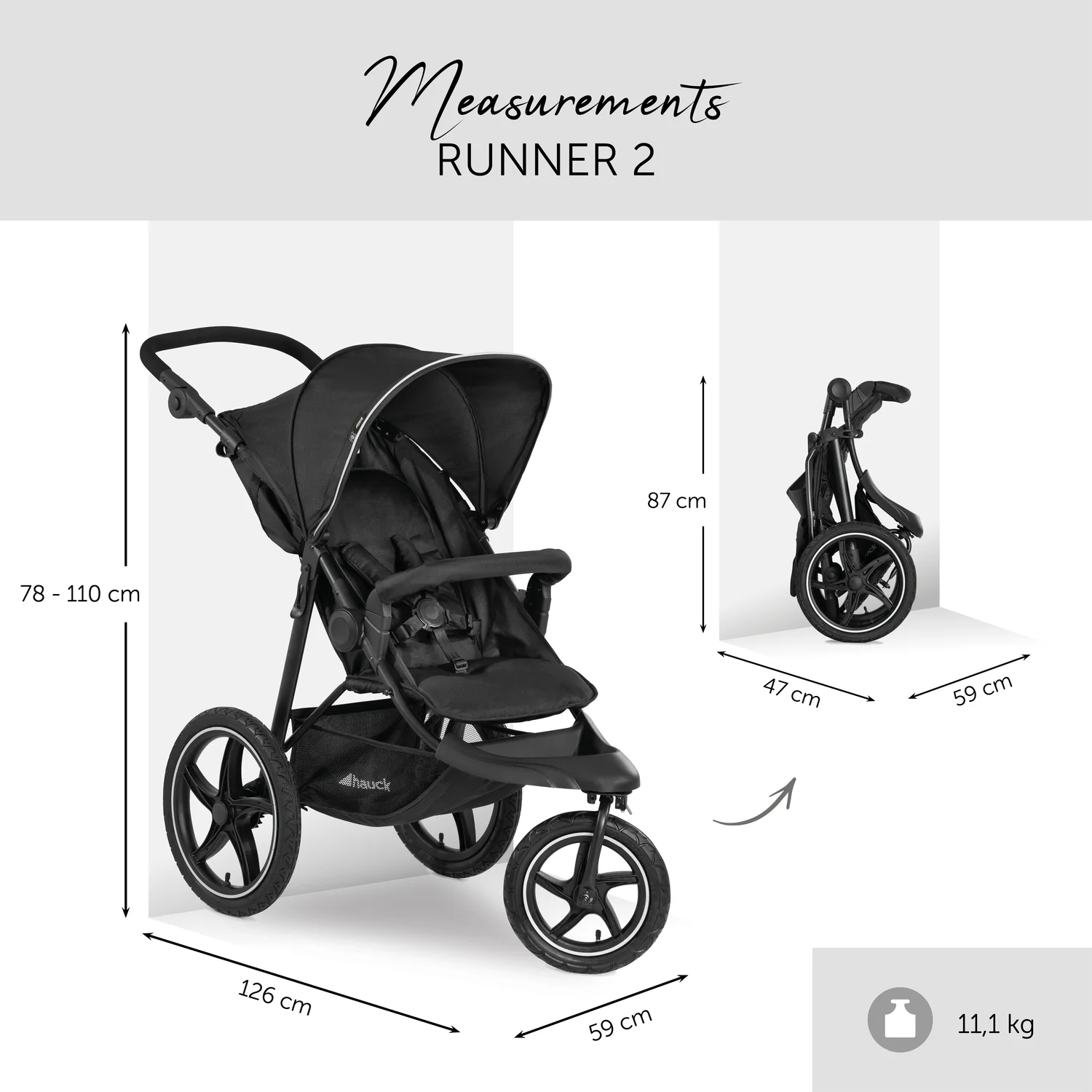 Hauck Runner 2 športový kočík, čierny