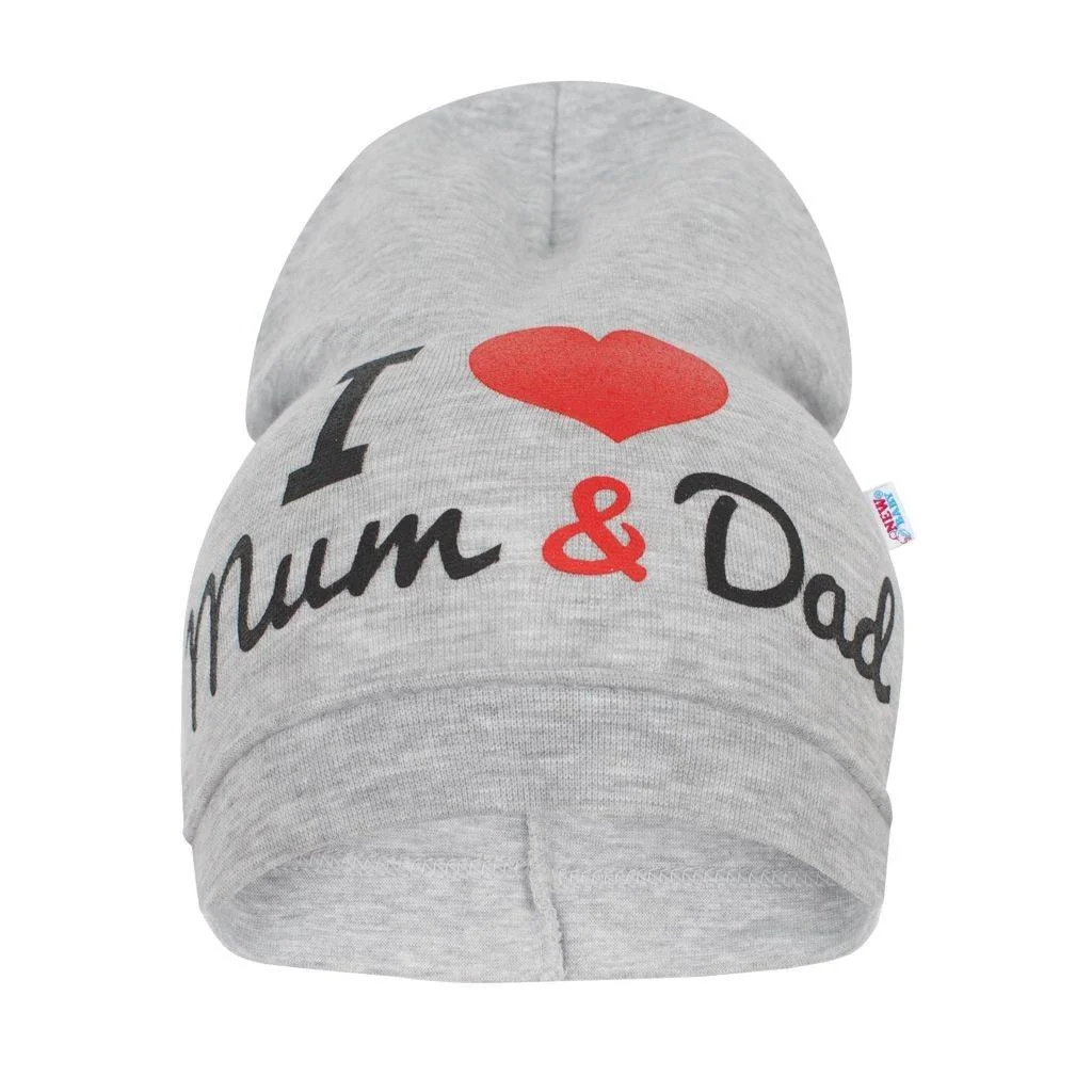 Detská čiapočka  I Love Mum and Dad sivá, vel. 3- 9 m
