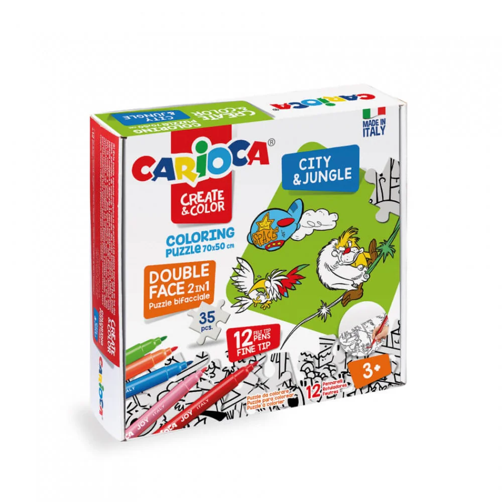 Vyfarbovacie puzzle 35 ks CITY a JUNGLE-CARIOCA