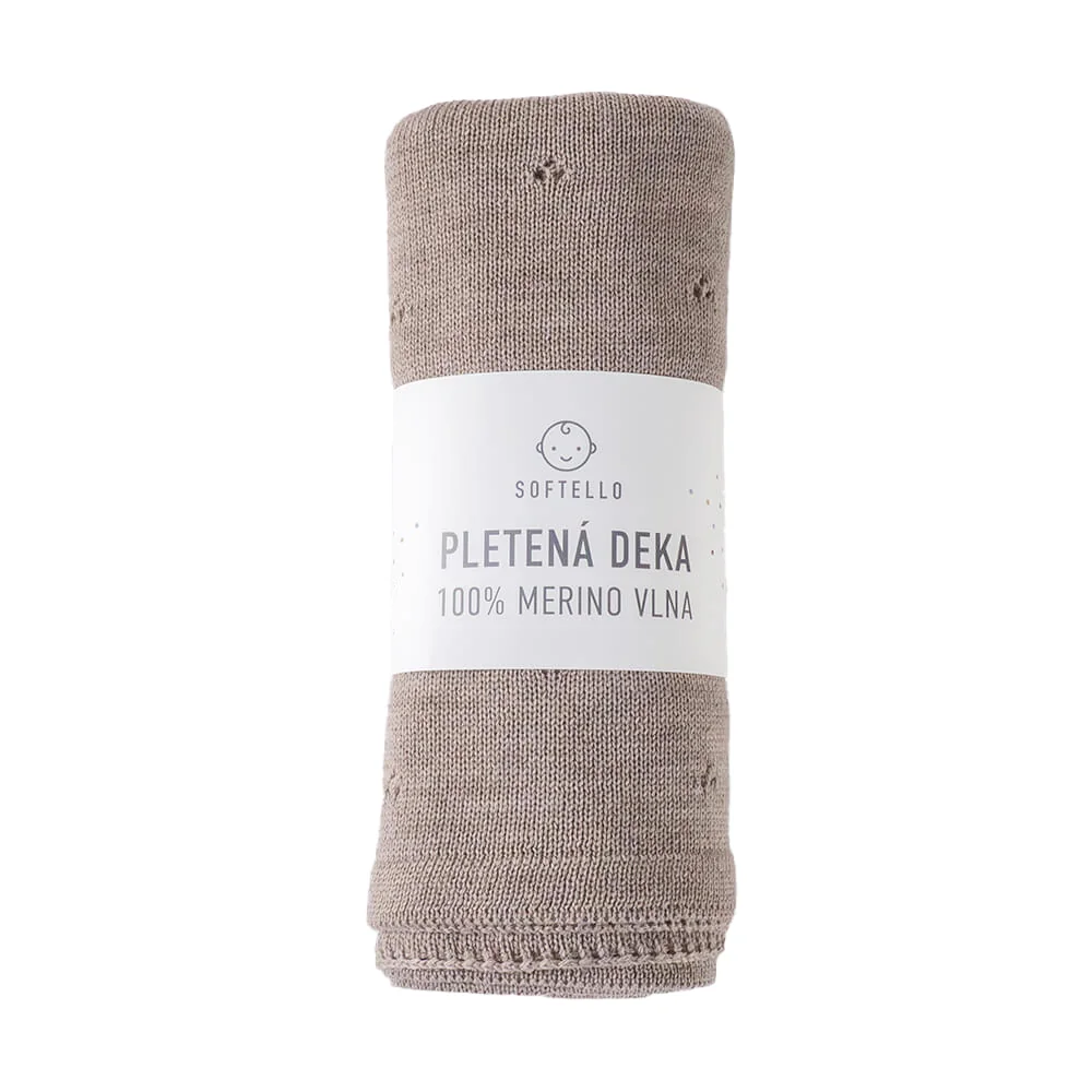 Pletená merino deka SOFTELLO - SAPO sivohnedá