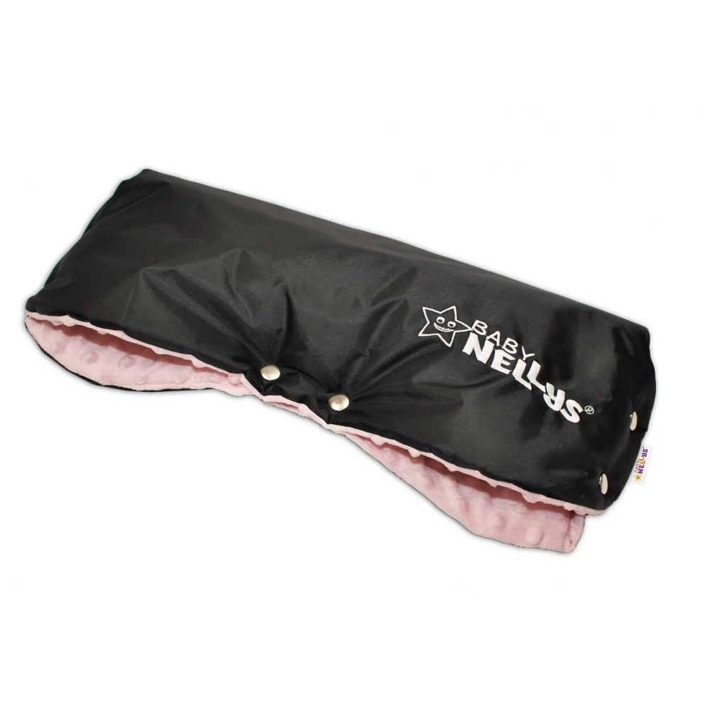 Rukávnik ku kočíku Baby Nellys ® Minky - sv. ružová/čierny