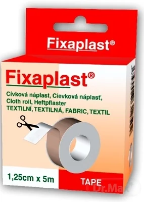 FIXAplast Cievková náplasť 1×1 ks, textilná, rozmer 1,25cm × 5m