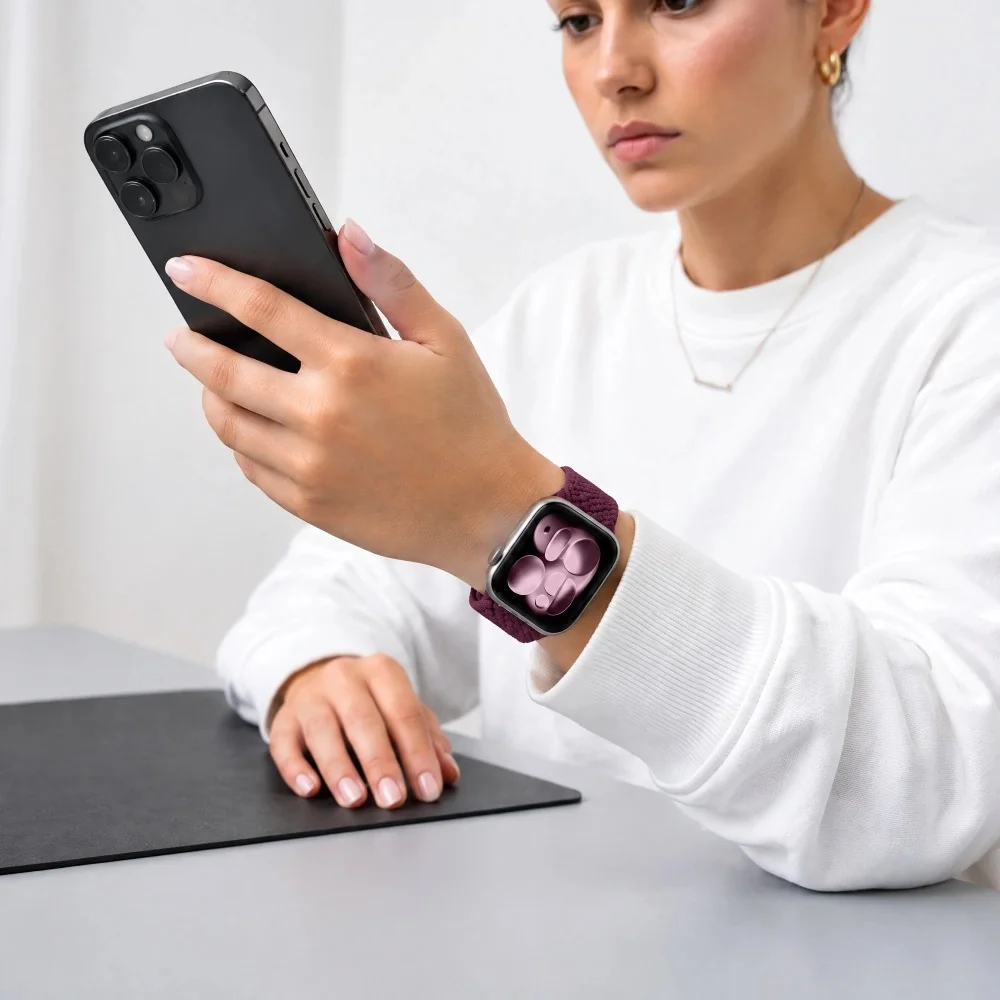 Tech-Protect Nylon Mag remienok na Apple Watch 44/45/46/49mm, deep burgundy