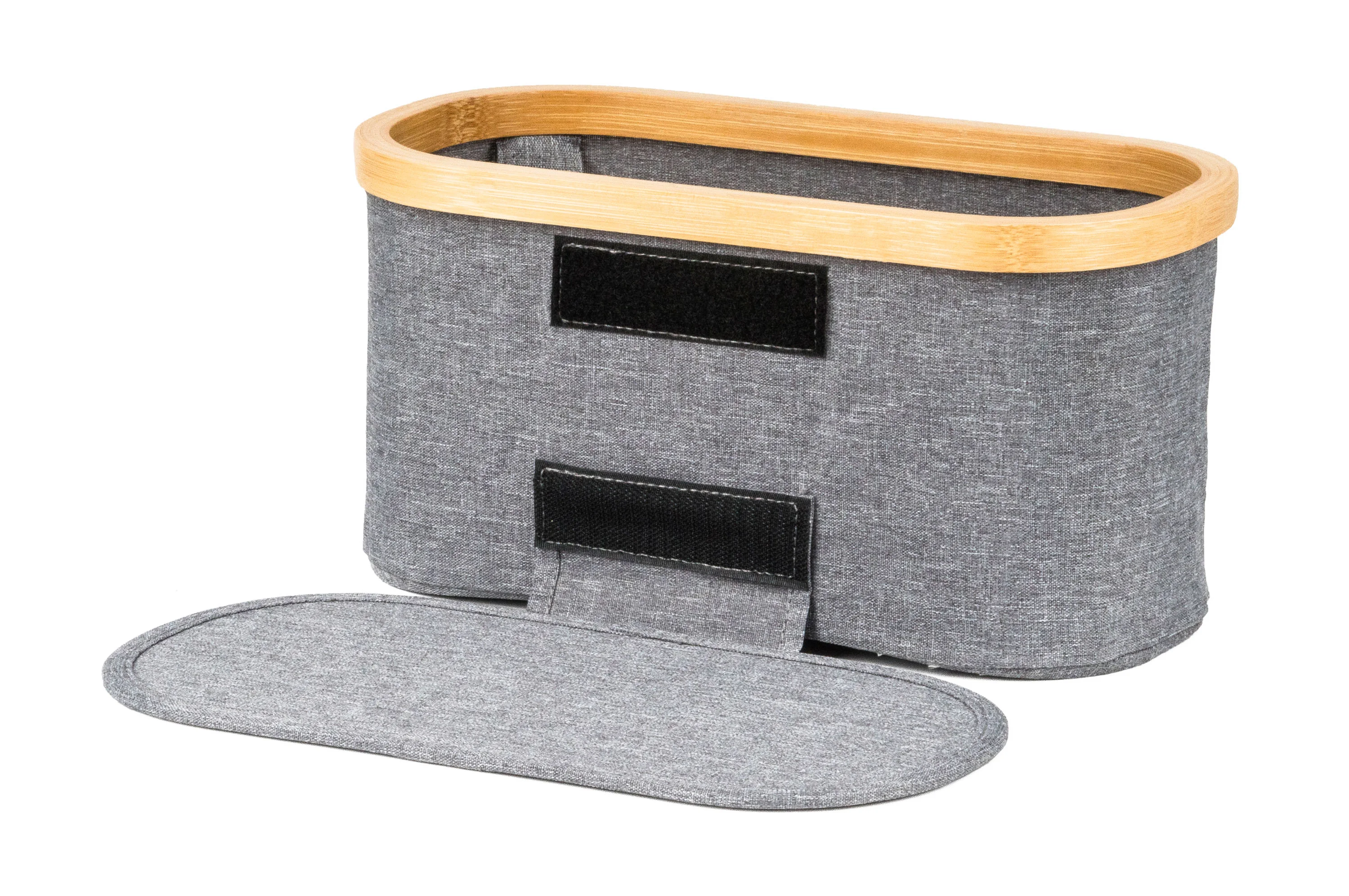 Úložný box G21 30 x 15 x 15 cm, bambusový s vekom, sivý UBG21BAM004G