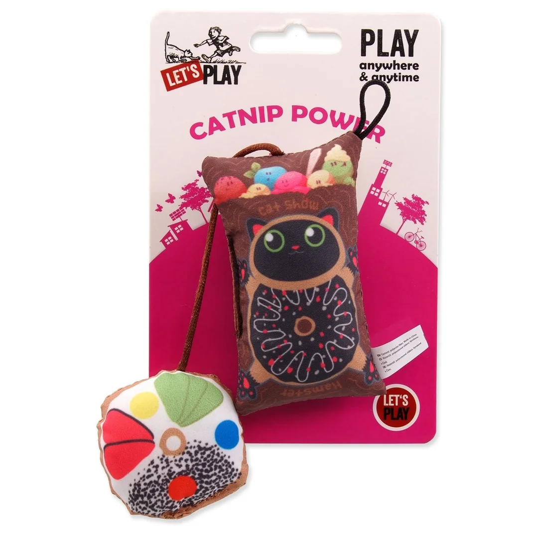 Hračka Let´s Play vankúšik motív mačka s catnipom 9cm