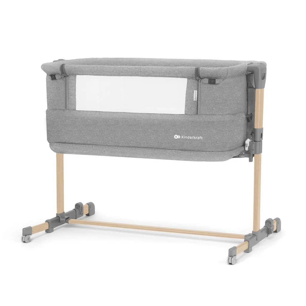 Kinderkraft NESTE GROW detská postieľka prístelka Light Grey Full Wood