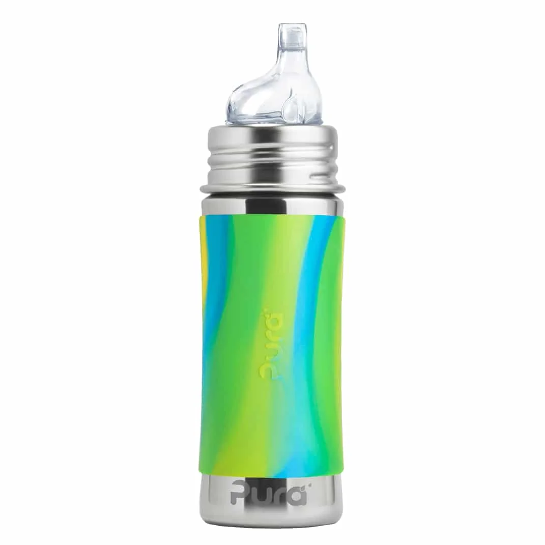 Pura nerezová fľaša s náustkom 325ml - zelená-aqua