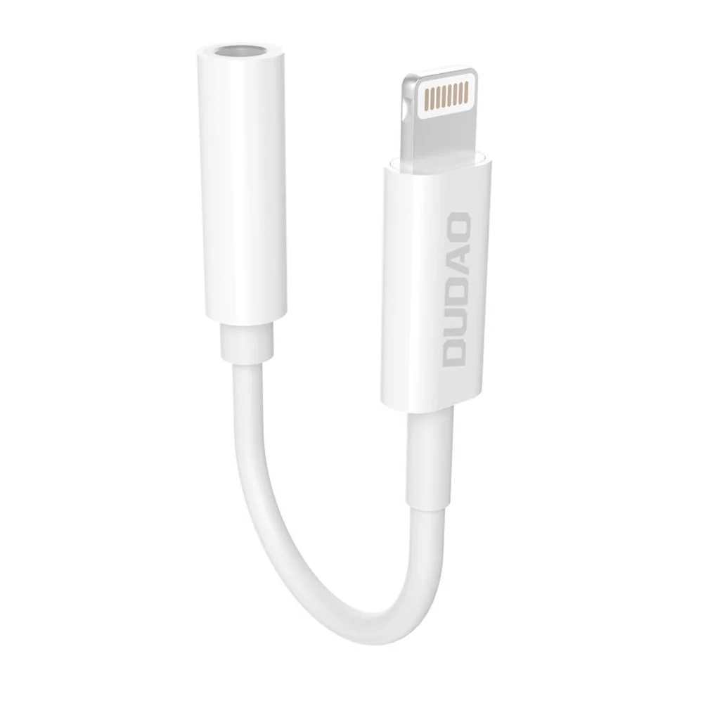 Dudao L16 adaptér Lightning / 3.5mm mini jack M/F 10cm, biely