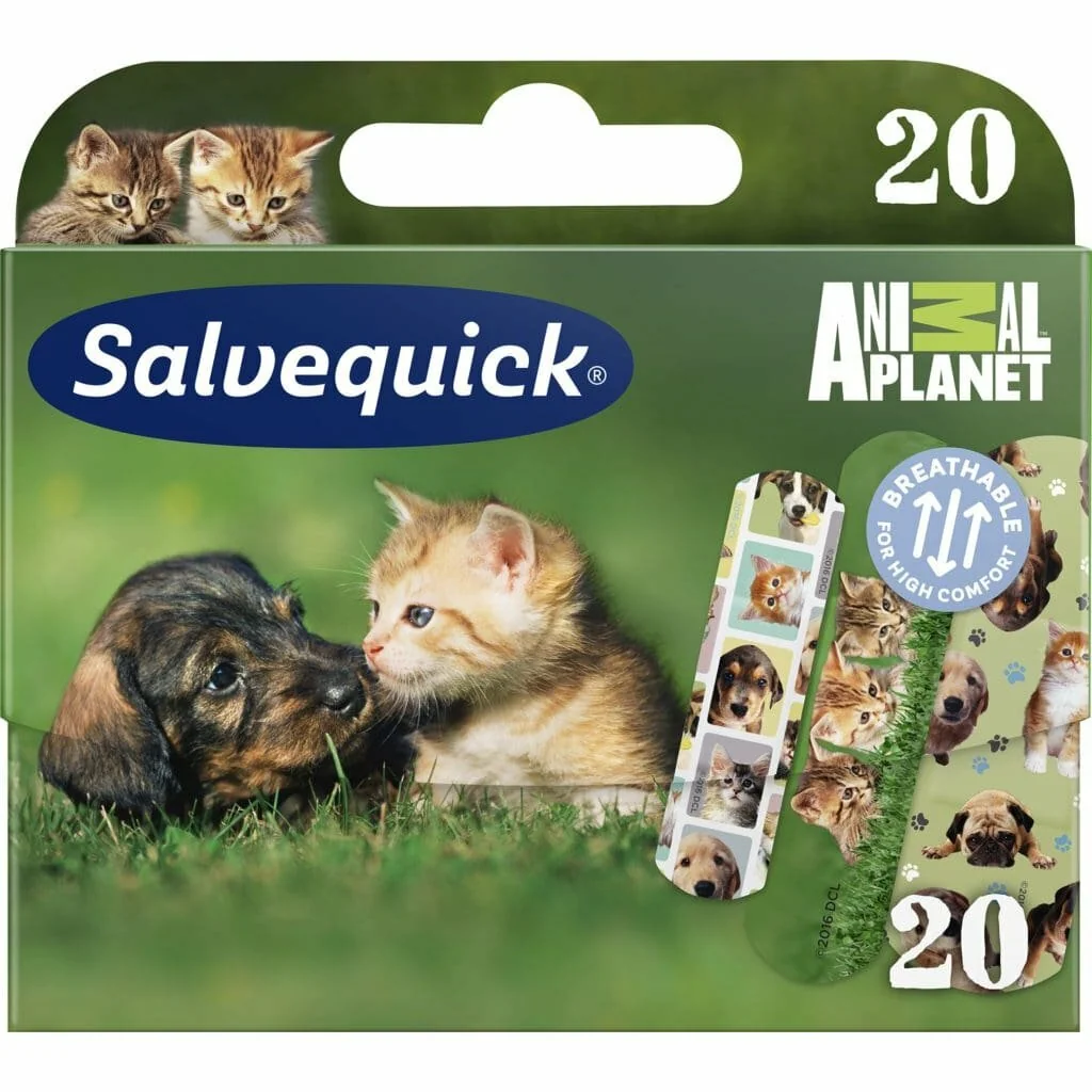 Salvequick Animal Planet detské náplasti so zvieratkami, 20 ks