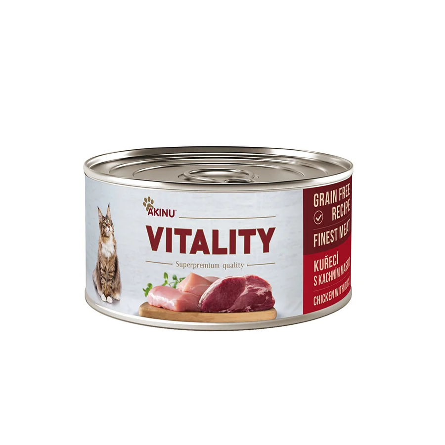 Akinu VITALITY Konzerva s kuracím a kačacím mäsom pre mačky 10 x 70 g
