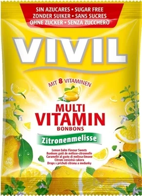 VIVIL BONBONS MULTIVITAMÍN 1×60 g, drops s príchuťou citrónu a medovky, bez cukru