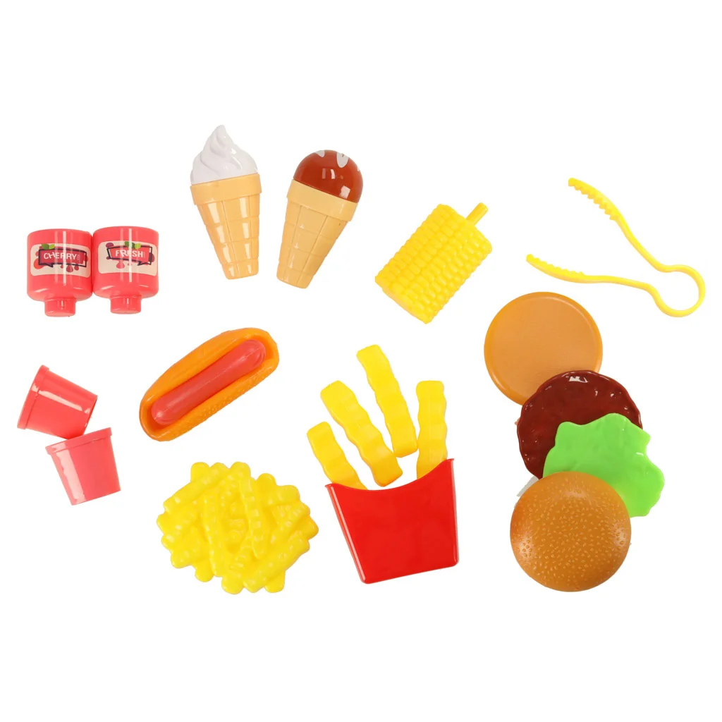Detská kuchynka v kufríku – fast food set (hamburger, hranolky, zmrzlina) 53 cm (3+)