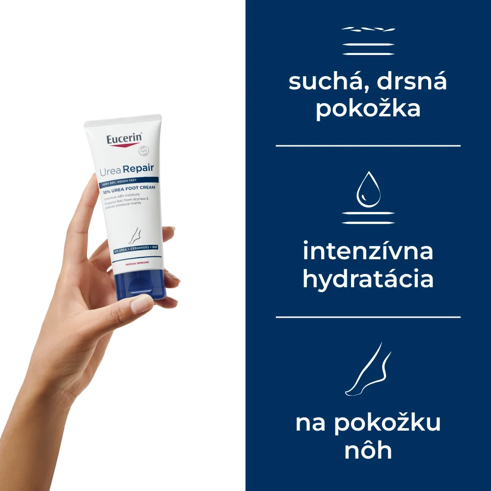 EUCERIN UreaRepair Krém na nohy 10 % urea, 100 ml 1×100 ml, regenerácia kože na nohách