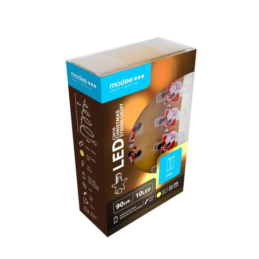 Modee Lighting LED dekorácia 10 LED 90cm štipce mikuláš 2xAA batérie