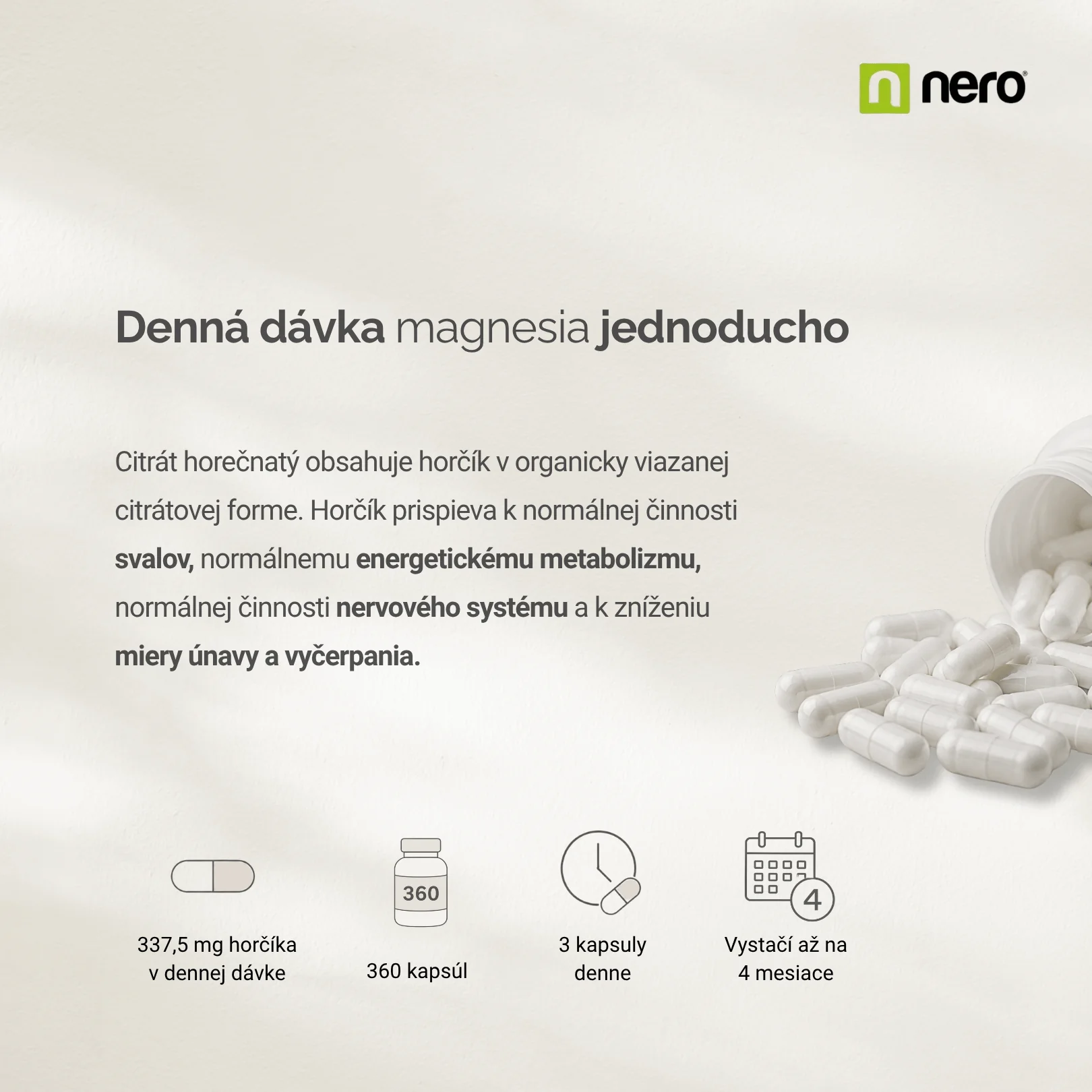 NERO Magnesium Citrat 360 kapsúl