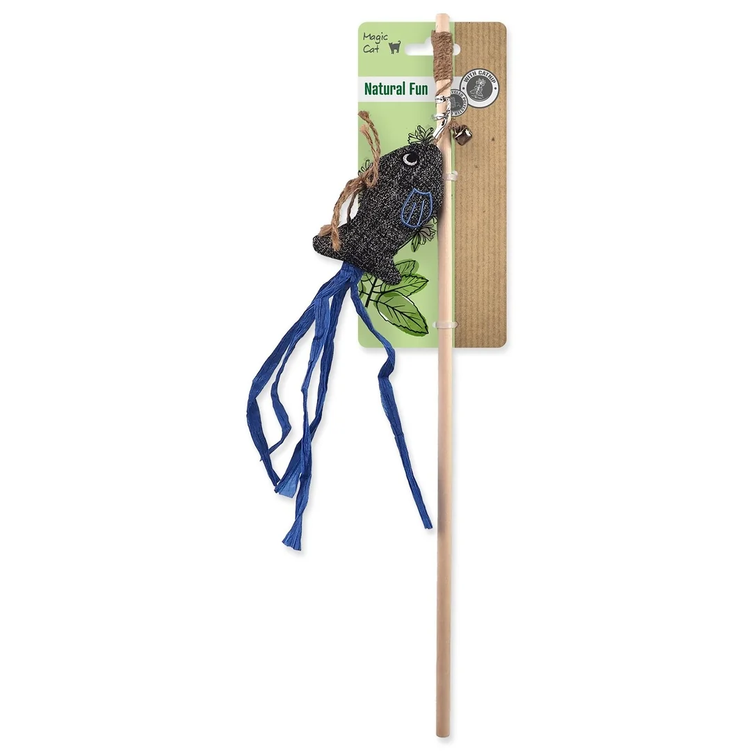 Hračka Magic Cat Natural Fun palička ryba s rolničkou a kocúrnikom šedá 40cm