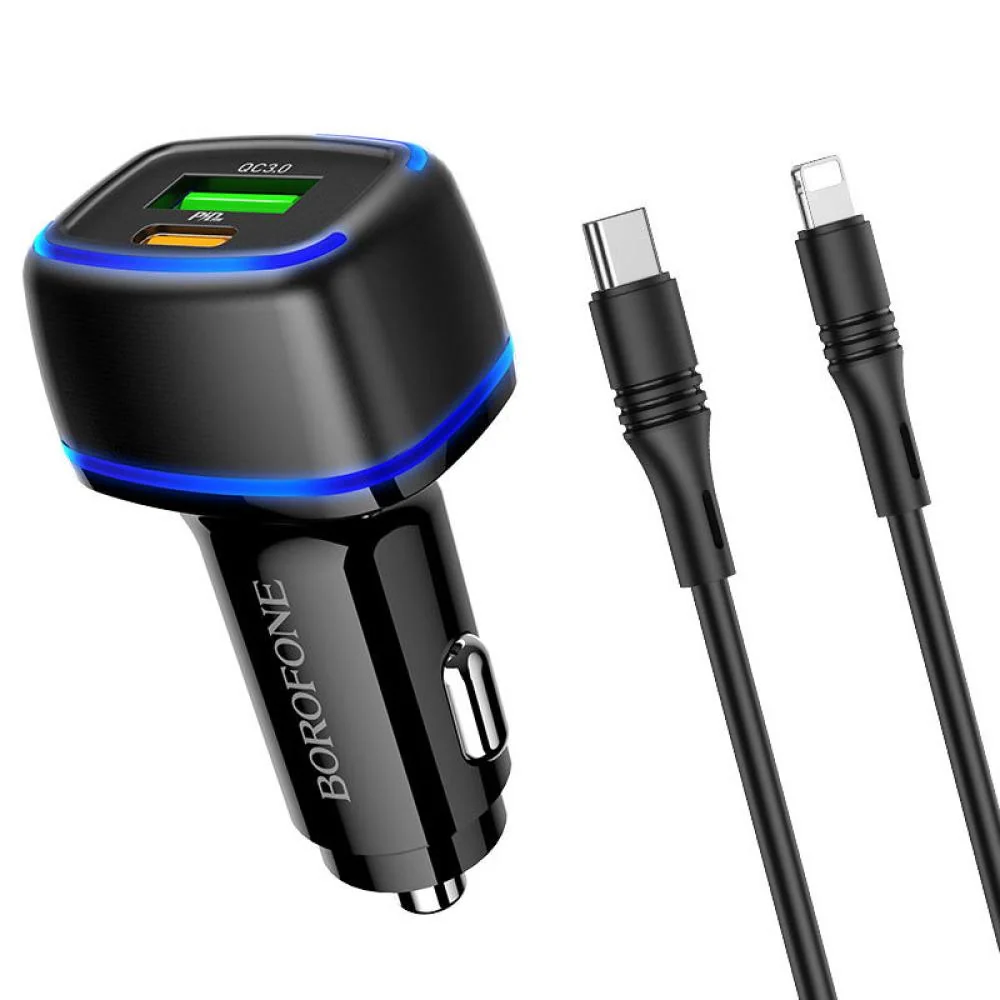 Nabíjačka do auta s káblami USB - USB-C, Lightning 18W, PD20W, kompatibiln