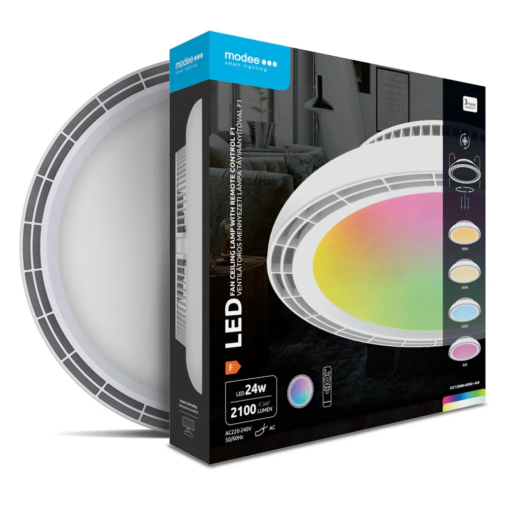 Modee LED stropné svietidlo s ventilátorom CLRGB 3CCT24W F1 24W 2100lumenov D450mm