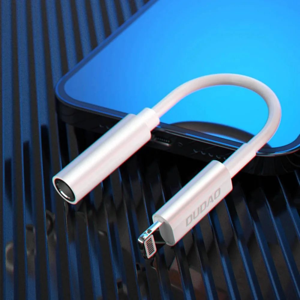 Audio adaptér Lightning na 3,5 mm jack - 10 cm - Biela