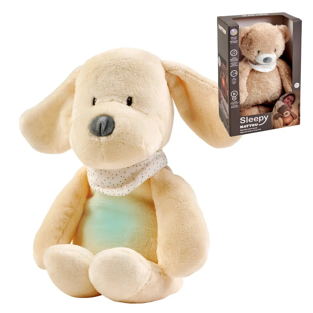 Uspávačik plyšový hudobný so svetielkom a senzorom plaču 4v1 Sleepy Dog Vanilla 0m+