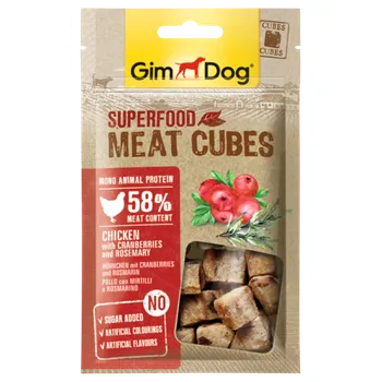 Gimdog Superfood Meat Cubes Kura, Brusnice A Rozmarín  1×40 g, maškrta pre psy