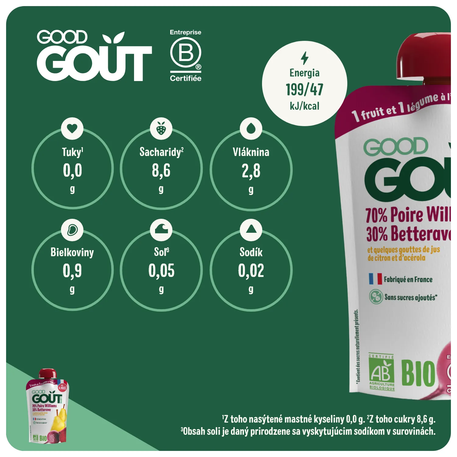 Good Gout BIO Hruška Williams s červenou repou 120 g