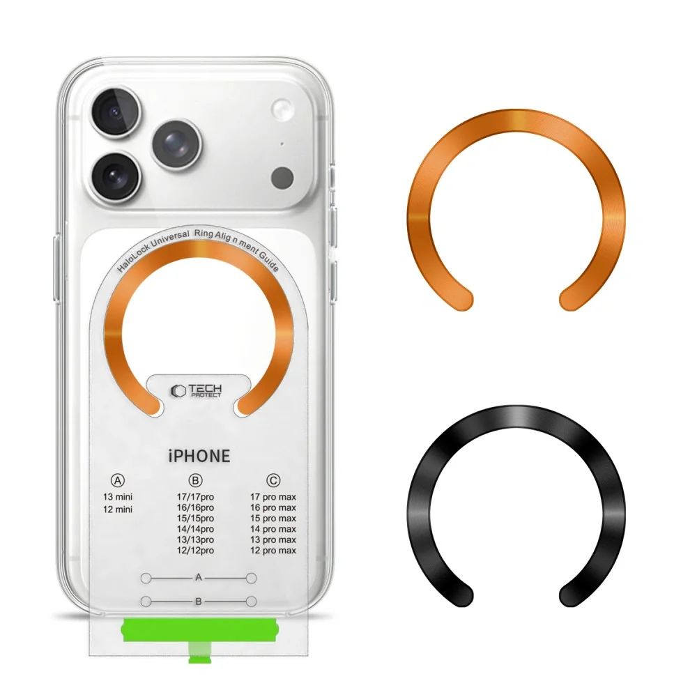Tech-Protect Magnetic magnetický krúžok pre MagSafe 2ks, čierny / oranžový žový