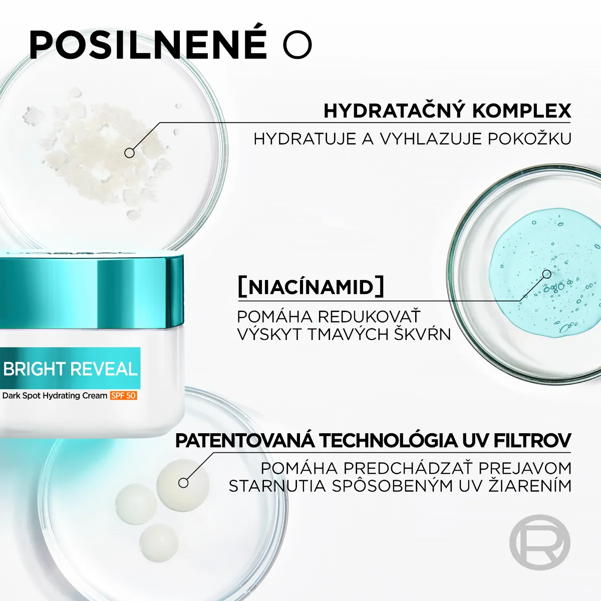 L'Oréal Bright Reveal hydratačný krém proti tmavým škvrnám SPF 50 1×50 ml, hydratačný krém