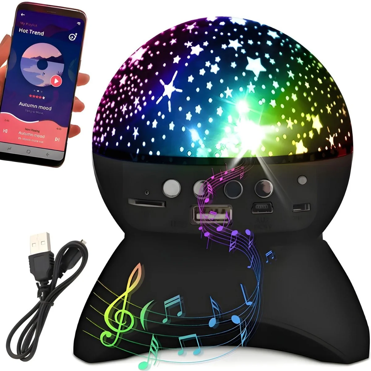 Multi Bluetooth reproduktor s budíkom a nabíjačkou 1 ks, čierna