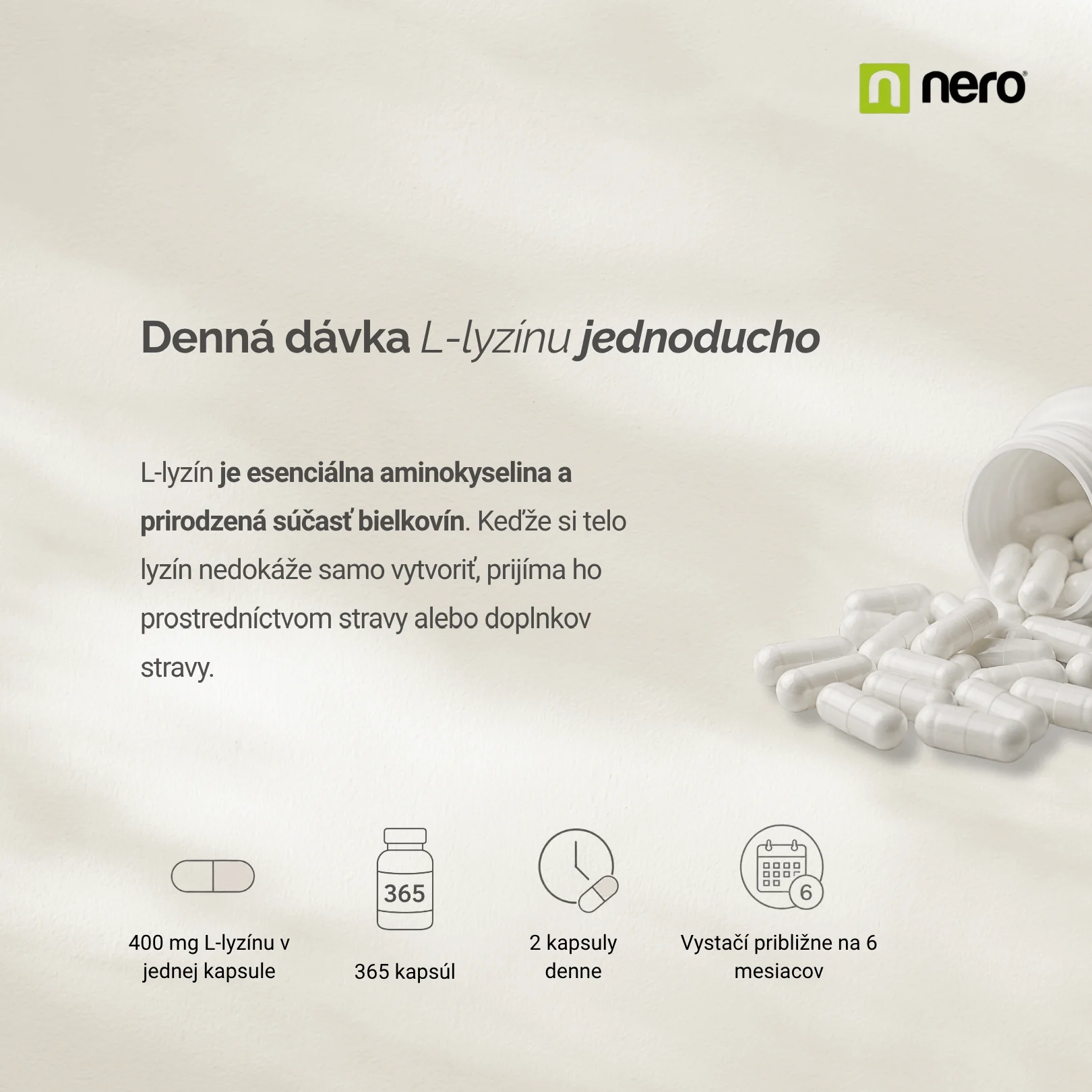NERO L-Lyzín 1000 mg 365 kapsúl