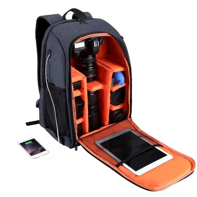 PULUZ Camera Bag batoh na fotoaparát a príslušenstvo, šedý