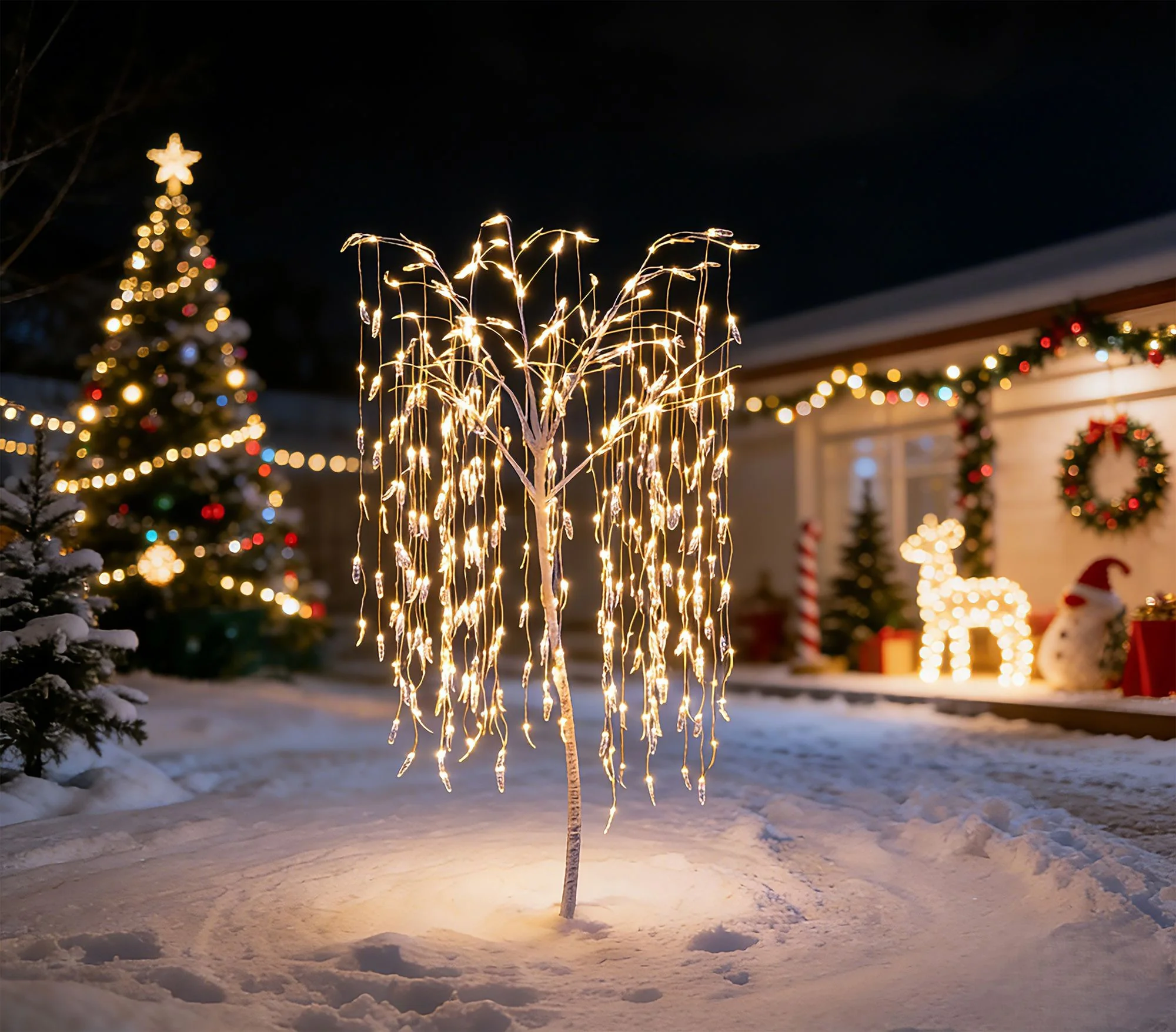 MagicHome vianočný LED stromček vŕba, 1 ks 384 LED, teplá biela, 180 cm