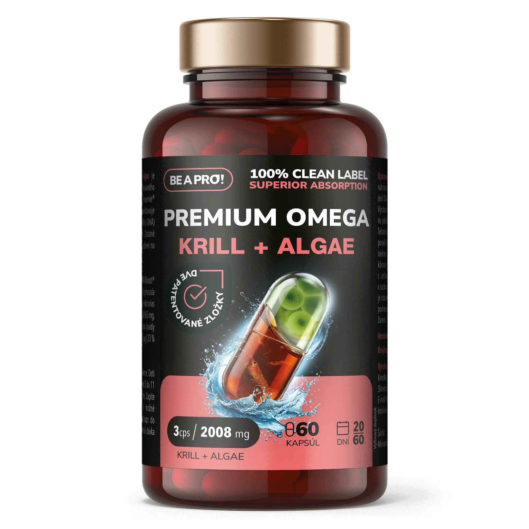 BE A PRO! PREMIUM OMEGA KRILL + ALGAE 60 cps