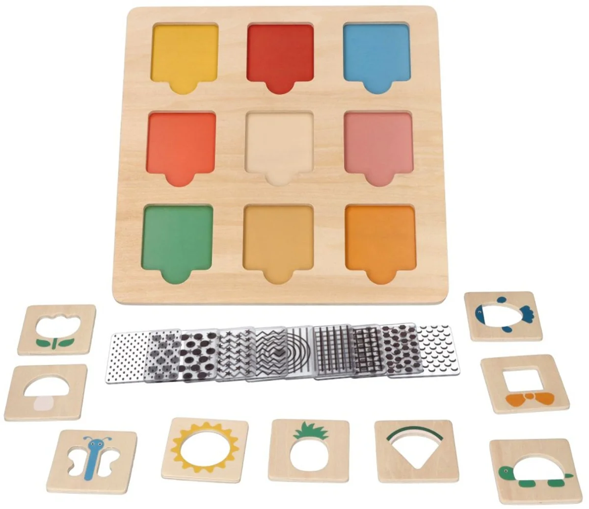 Drevená aktívna vkladačka/puzzle so vzormi, prírodná