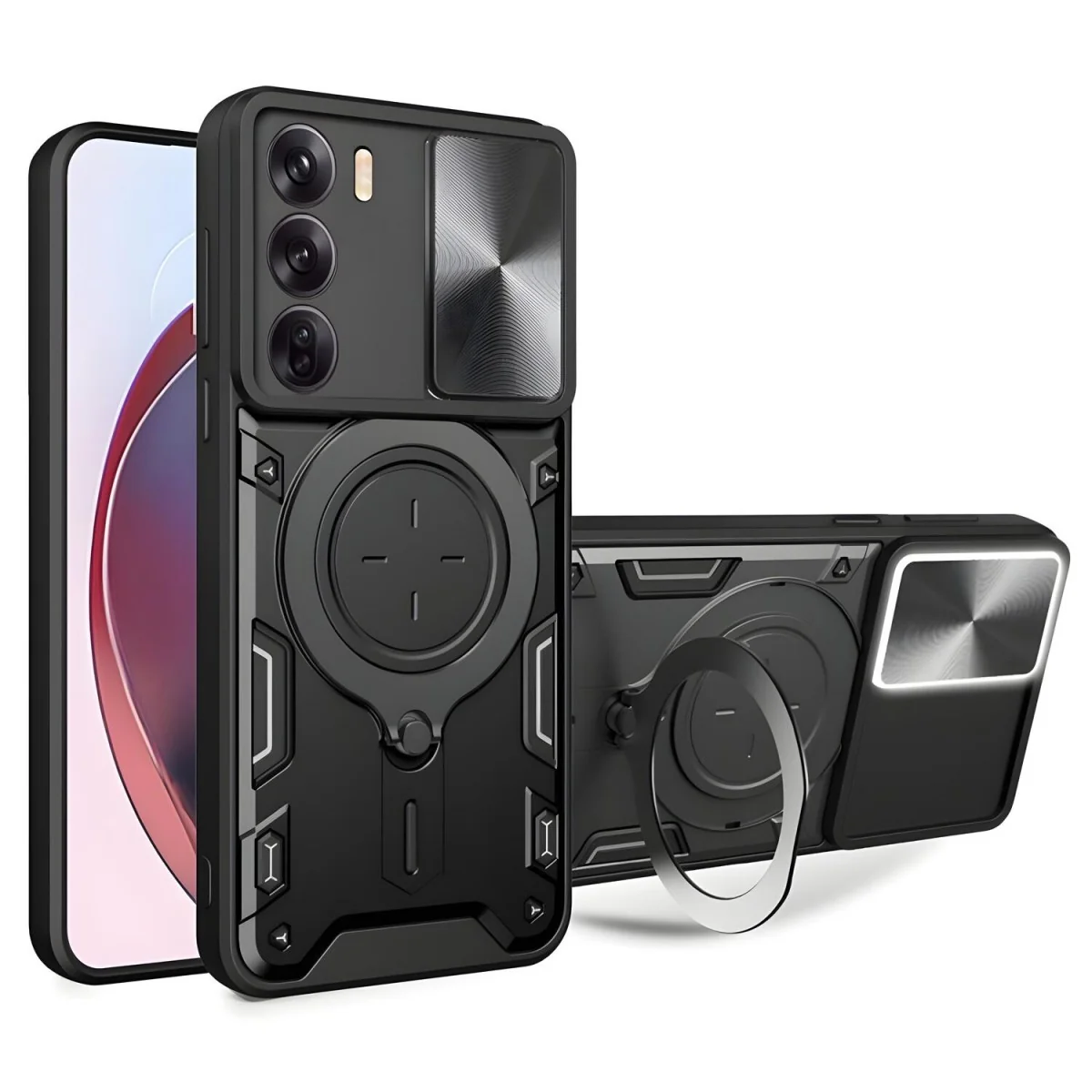 Ochranný obal pre Oppo Reno12 Nárazuvzdorný obal, otočný krúžok