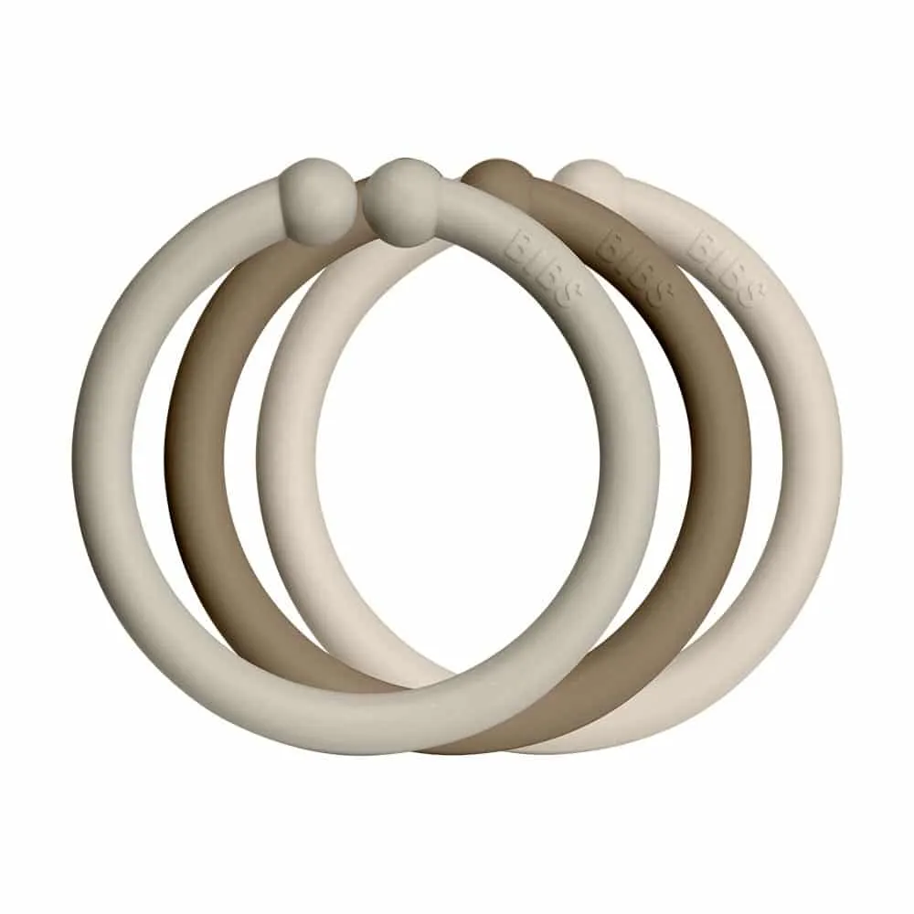 BIBS Loops krúžky 12ks Sand / Dark Oak / Vanilla