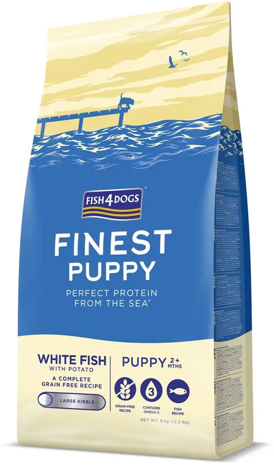 FISH4DOGS Granule veľké pre šteniatka Finest biela ryba so zemiakmi 6kg, 2m+ 1×6000 g, granule pre šteniatka