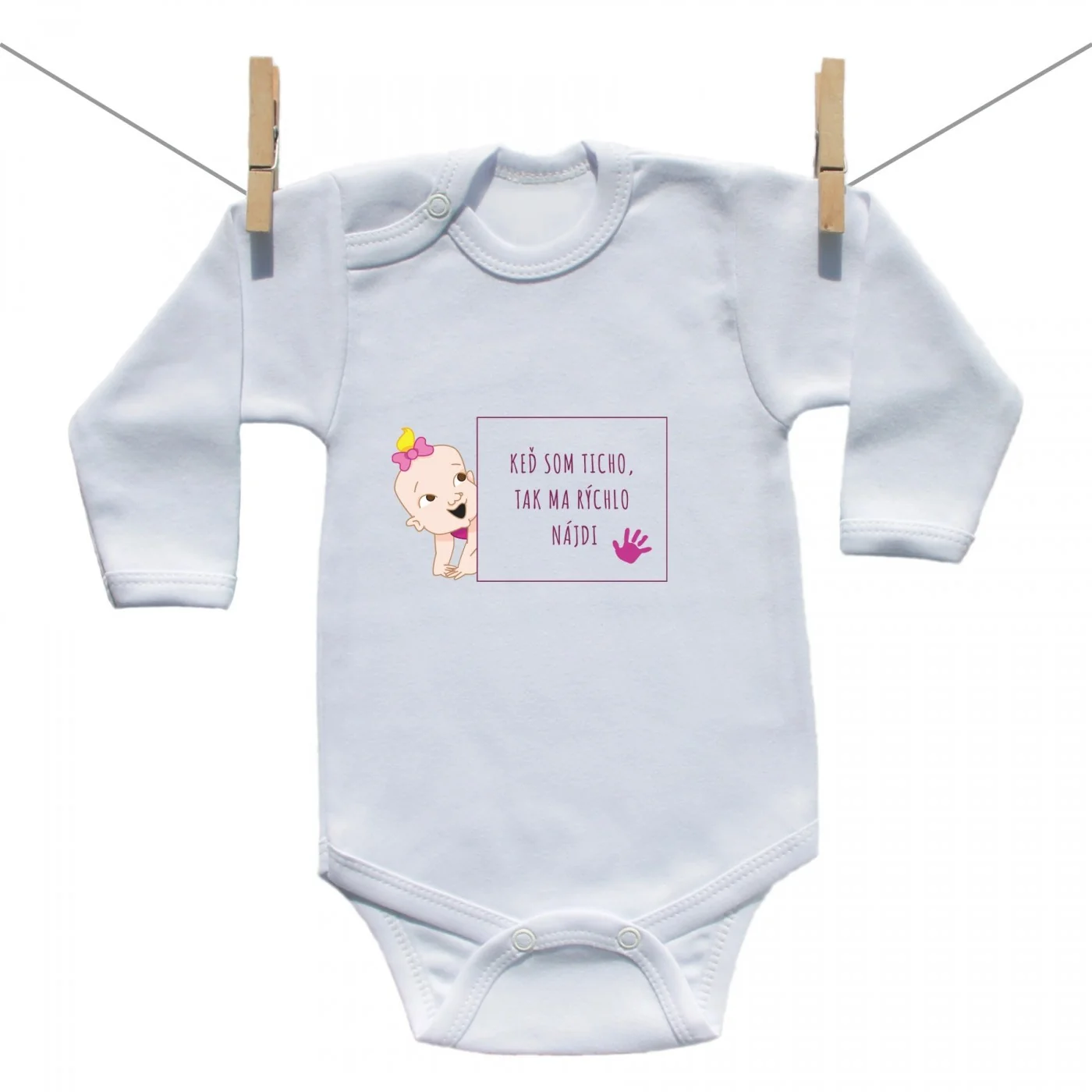Boodyy Body s dlhým rukávom Keď som ticho tak ma rýchlo nájdi Dievča Veľkosť: 74