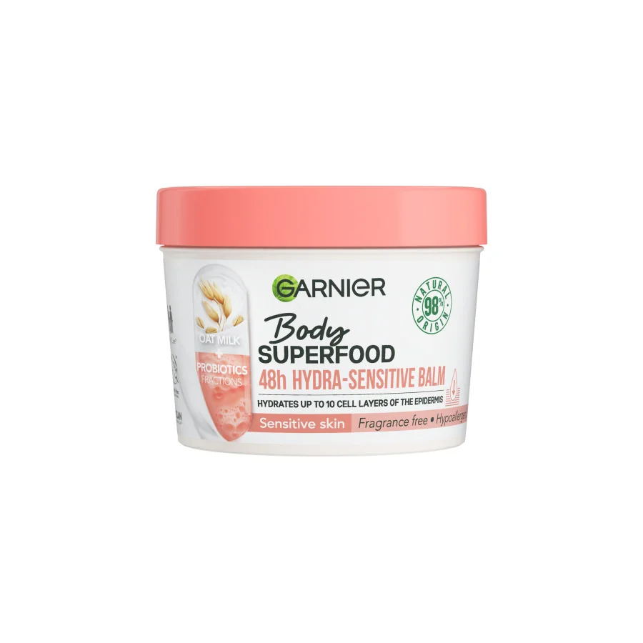 Garnier Body Superfood hydratačný balzam s ovseným mliekom a probiotickými frakciami na citlivú pokožku 1×380 ml, hydratačný krém