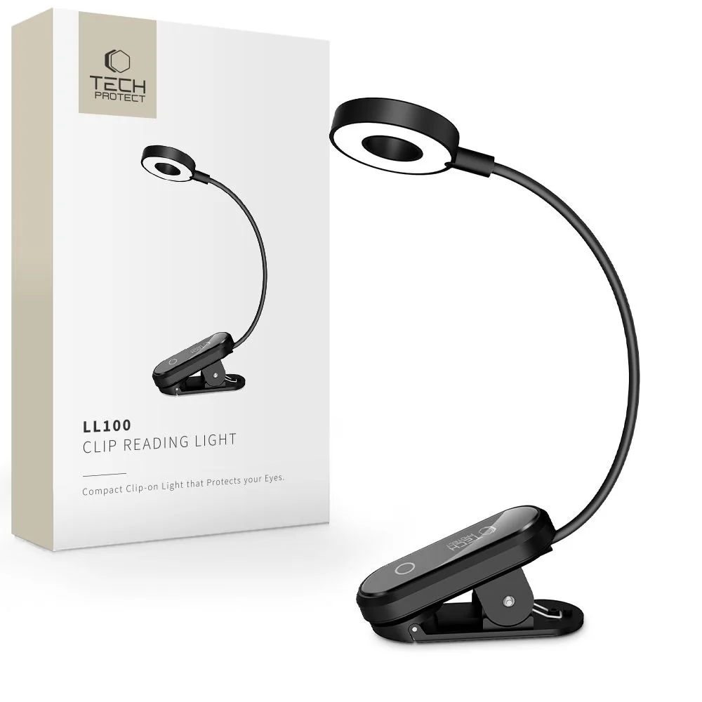 Tech-Protect LL100 LED lampa s klipom, čierna