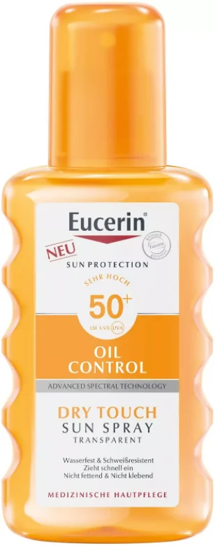 Eucerin Sun DRY TOUCH OIL CONTROL SPF 50+ 1×200 ml, transparentný na opaľovanie