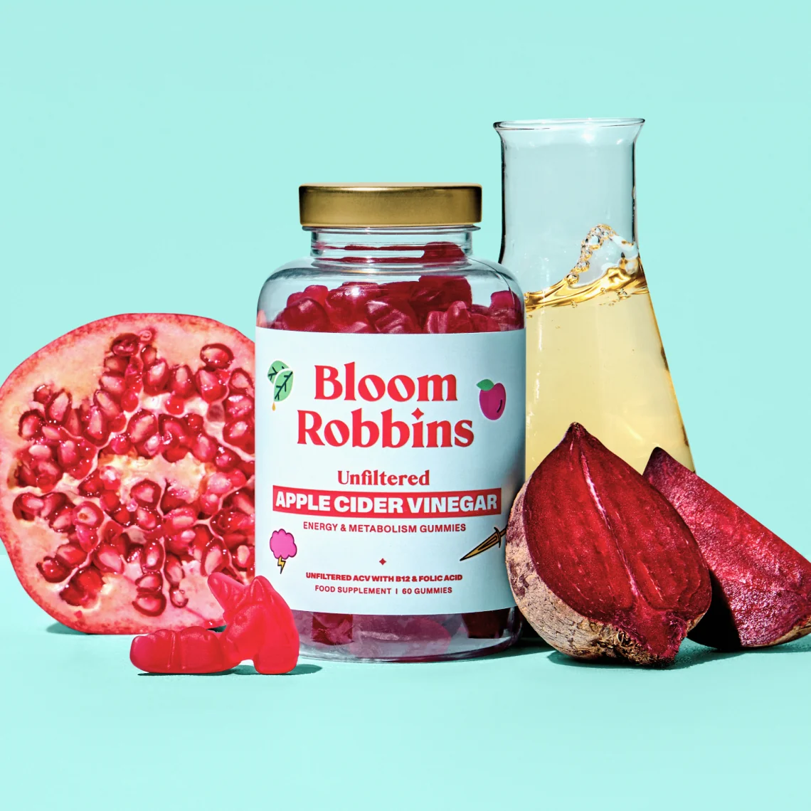 DIGESTIVE AID - VITAMÍNY NA TRÁVENÍIE A ENERGIU S NEFILTROVANÝM JABLEČNÝM OCTOM gummies 60 ks